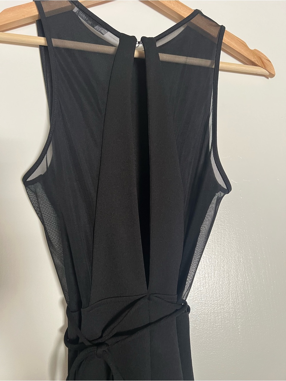 ZARA Black Sleeveless Midi Dress with Tied Waist and Sheer Mesh Back Detailing - Picture 7 of 7